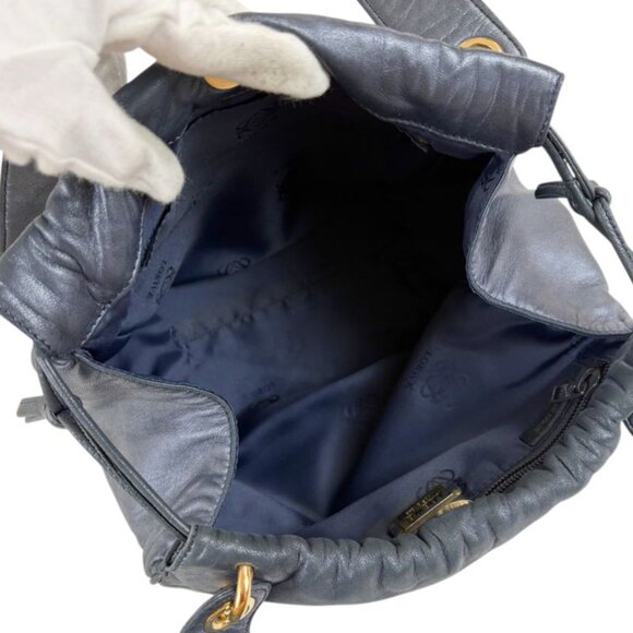LOEWE Anagram Nappa Leather Mini Tote Navy Authentic Bag  Loewe Drawstring Shape Mini Handbag Anagram Logo Nappa Leather Dark Navy